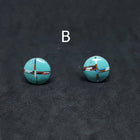 15mm round inlay multi-stone Kingman Turquoise stainless steel cuff-link pairs 2 styles