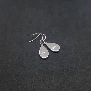 Striped Teardrop Blue fire Opal Sterling silver dangle/drop earrings