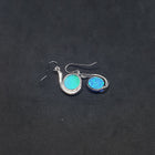 Hook A Moon Blue fire Opal Sterling silver round shape dangle/drop earrings