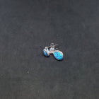 Shiny teardrop Blue fire Opal micro CZ Sterling silver stud/post opal earrings