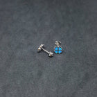 Baby Flower with designs  Blue Fire Opal sterling silver stud earrings