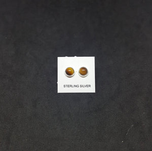 5 mm round Tiger Eye sterling silver stud earrings