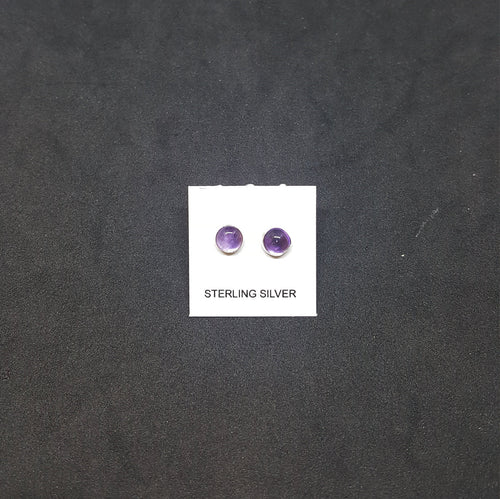 5 mm round Amethyst sterling silver stud earrings