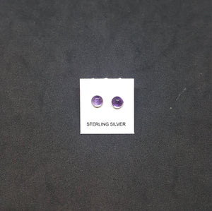 5 mm round Amethyst sterling silver stud earrings
