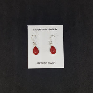 9 mm Coral Teardrop sterling silver dangle earrings