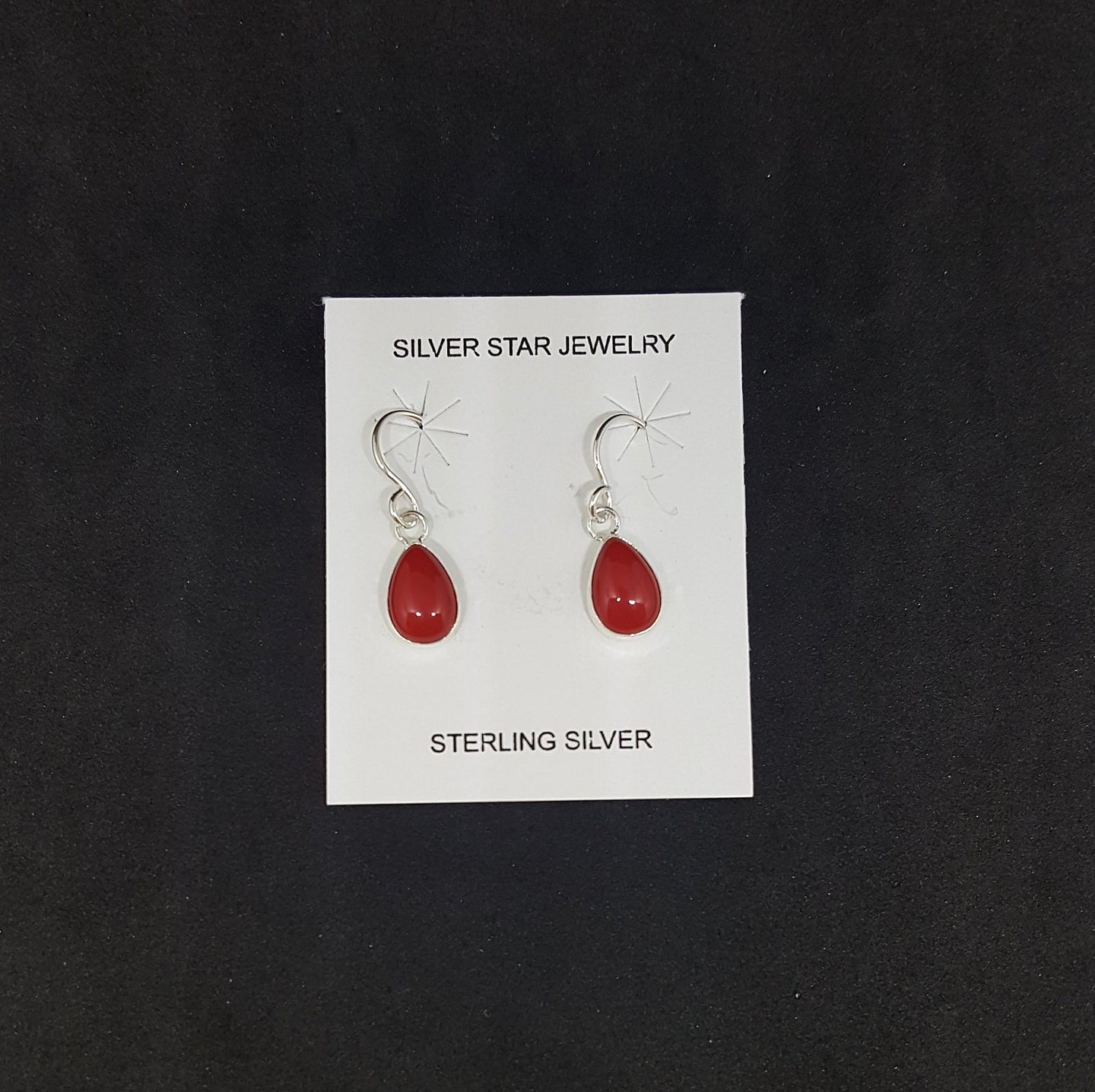 9 mm Coral Teardrop sterling silver dangle earrings
