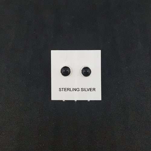 5 mm round Black Onyx sterling silver stud earrings