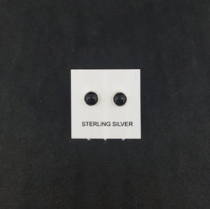 5 mm round Black Onyx sterling silver stud earrings