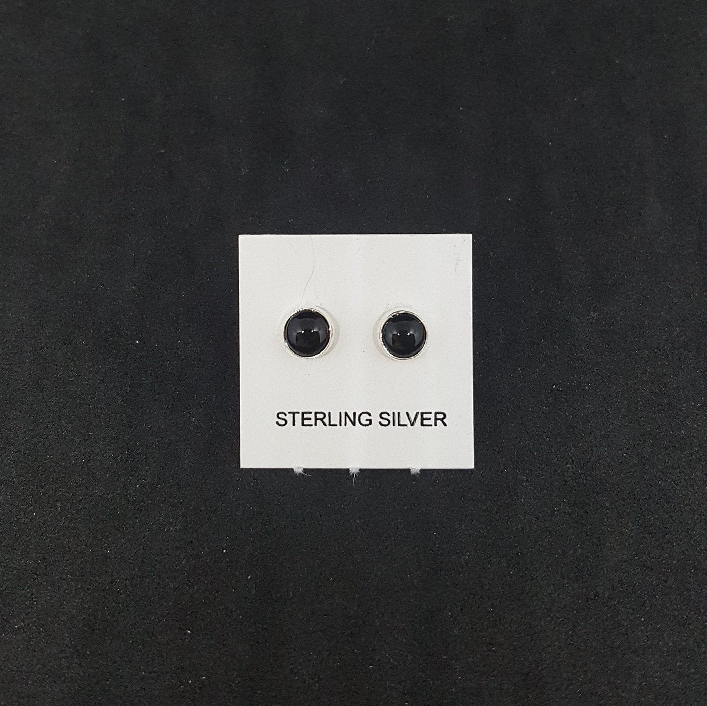 5 mm round Black Onyx sterling silver stud earrings