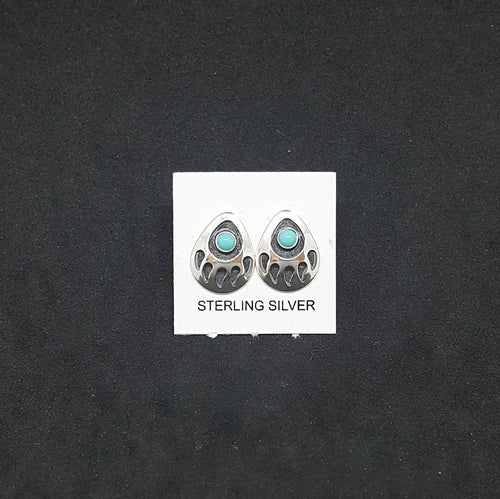 Bear Paw and Kingman turquoise sterling silver stud earrings