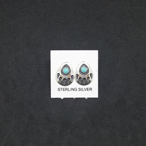 Bear Paw and Kingman turquoise sterling silver stud earrings