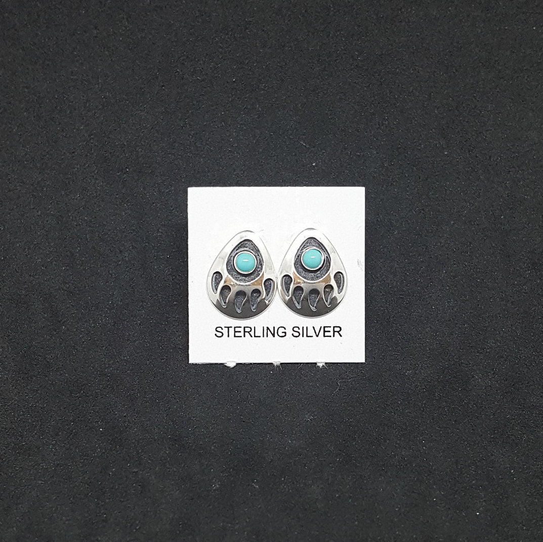 Bear Paw and Kingman turquoise sterling silver stud earrings