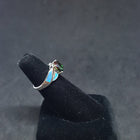 Blue Fire Opal Tourmaline Round shape sterling silver ring