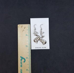 Wavy Spiral White Opal micro CZ Sterling silver dangle earrings