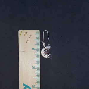 Native Kokopelli White Opal Garnet Sterling silver dangle earrings
