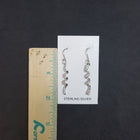 Hanging Swirl long thin White Opal Sterling silver dangle earrings