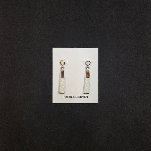 Big I White Opal Sterling silver stud earrings