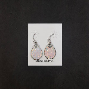 Teardrop White Opal Sterling silver dangle earrings