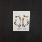 J-shaped Hook White Opal Sterling silver stud earrings