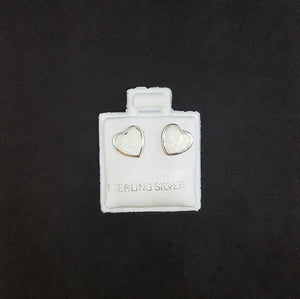 Heart White Fire Opal sterling silver post earrings