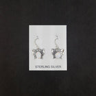 Baby butterfly with designs Oval White Fire Opal sterling silver dangle earrings