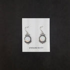 Queen's style 8 mm round White Fire Opal sterling silver dangle earrings