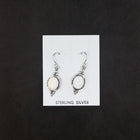 Dots 10 mm x 8 mm Oval White Fire Opal sterling silver dangle earrings