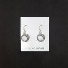 Dots 6 mm Round White Fire Opal  petit point style sterling silver dangle earrings