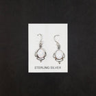 Jar shape Oval White Fire Opal sterling silver dangle earrings