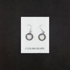 Petit points 6 mm round White Fire Opal sterling silver dangle earrings