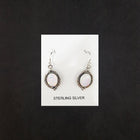 Oval White Fire Opal Dots sterling silver dangle earrings