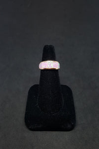 Size 7 1/2 - Simple Pink Fire Opal rose gold plated sterling silver ring