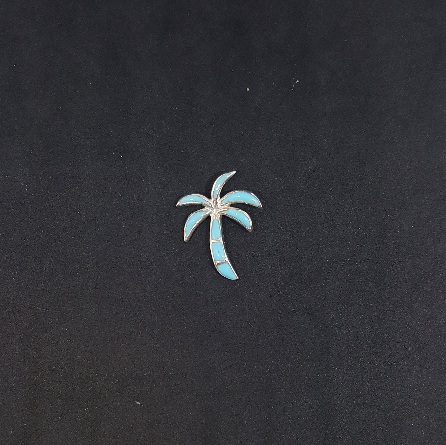 Little Palm Tree Sleeping beauty Turquoise sterling silver small pendant necklace