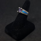 Size 9 - The Royal round Amethyst Blue Fire Opal micro CZ sterling silver ring