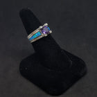 Size 9 - The Royal round Amethyst Blue Fire Opal micro CZ sterling silver ring