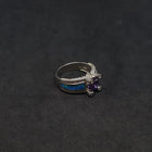 Size 9 - The Royal round Amethyst Blue Fire Opal micro CZ sterling silver ring