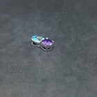 Blue Fire Opal Horn shape with round shape Amethyst sterling silver pendant