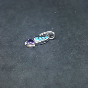 Twisted Arrow Blue Opal Amethyst CZ sterling silver pendant necklace