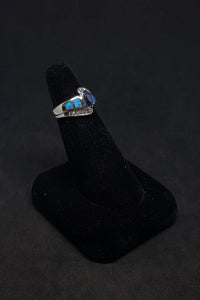 Size 6 - Blue Fire Opal micro CZ marquise-cut Tanzanite sterling silver ring