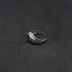 Size 6 - Blue Fire Opal micro CZ marquise-cut Tanzanite sterling silver ring