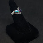Size 8 - Blue Fire Opal micro CZ marquise-cut Amethyst sterling silver ring
