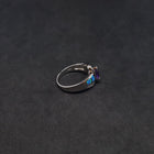 Size 8 - Blue Fire Opal micro CZ marquise-cut Amethyst sterling silver ring