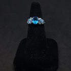 Size 8 - String knot Blue Fire Opal oval Topaz sterling silver ring