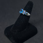 Size 8 - String knot Blue Fire Opal oval Topaz sterling silver ring