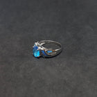 Size 8 - String knot Blue Fire Opal oval Topaz sterling silver ring