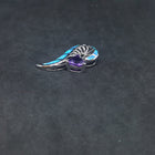Blue Fire Opal Amethyst triangle shape sterling silver pendant necklace