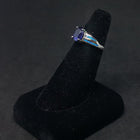 Size 6 1/4 - Two stripes Blue Fire Opal oval Tanzanite sterling silver ring