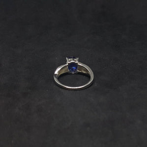 Size 6 1/4 - Two stripes Blue Fire Opal oval Tanzanite sterling silver ring