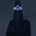 Size 6 1/4 - simple rope Blue Fire Opal oval Amethyst sterling silver ring