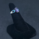 Size 6 1/4 - simple rope Blue Fire Opal oval Amethyst sterling silver ring